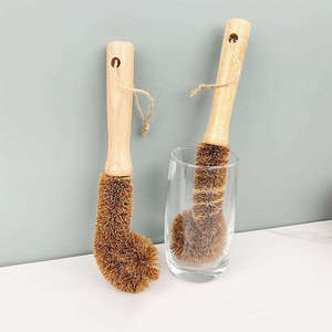 Cepillo de limpieza de fibra de coco natural con mango de madera, cepillo de fregar ecológico de mano para botellas y platos - Product Image 5