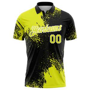 Wholesale Custom Uniform Polo Shirt Full Color Sublimation Team Branding Rib Knit Collar Performance Polyester Black Yellow Top - Product Image 2