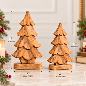 Centro de mesa de alta calidad con árboles de Navidad de madera para decoración de mesa de comedor o café, al mejor precio del fabricante, hecho a mano con madera de mango. - Product Image 4