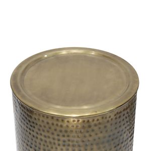 Tavolino Laterale Corbin in Metallo Martellato Oro Antico, Elegante Comodino dal Design Raffinato - Product Image 3