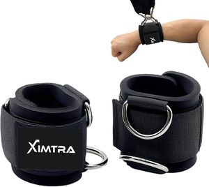 Heavy Duty Neoprene Wrist Cuff Support with Metal D-<b>Rings</b> for Cable Machine Gym Workout | <b>Adjustable</b> Ankle/Wrist Strap customize - Product Image 4