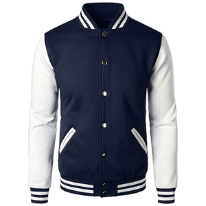 Custom Logo Printed <b>Men's</b> College Varsity Baseball Letterman <b>Jackets</b> <b>Long</b> Sleeve 100% Cotton Stand Collar Front Made Pakistan - Product Image 1