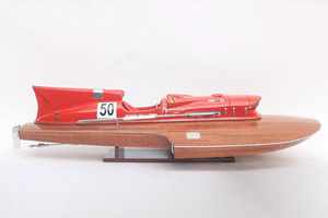 Hidroavión FERRARI de madera natural con acabado pulido, modelo italiano hecho a mano, lancha rápida de madera para colección, regalo de Navidad. - Product Image 2