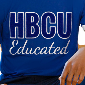HBCU Educated Chenille T Shirt Blue <b>White</b> Mens Greek Letter <b>Tee</b> Premium Fraternity Apparel Short Sleeve Classic Fit Casual Wear - Product Image 2