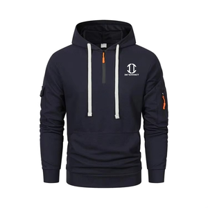 Sweat-shirts à capuche pour hommes avec logo personnalisé brodé, 100% coton, patchwork écologique, coupe-vent d'hiver, polaire chaud - Product Image 4