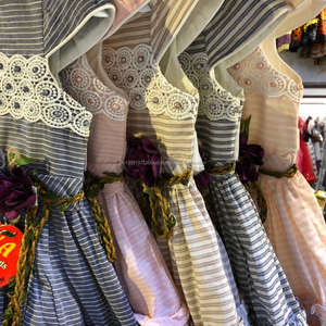 Robe de bébé en coton à rayures, nouveau design décoratif en coton, avec bandeau, dernière tenue disponible en 6 couleurs - Product Image 5