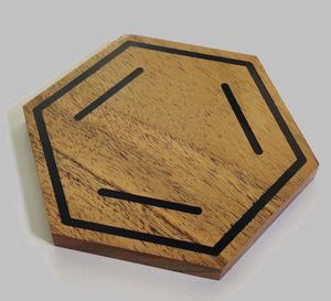 Sous-verre à thé hexagonal en résine de bois d'acacia de haute qualité Design classique meilleure finition polonaise pour la décoration de la maison sous-verre de tasse personnalisé - Product Image 5