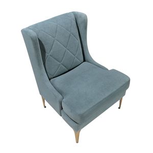 Poltrona Moderna di Lusso in Ciniglia Blu con Schienale Alto, Gambe in Metallo Dorato, Imbottitura a Spirale e Cuciture a Diamante per Soggiorno - Product Image 4
