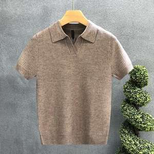 T-shirt homme col en V tissé uni anti-plis à manches courtes, nouvelle collection 2026 - Product Image 5