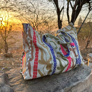 Cotton Kantha Suzani <b>Patchwork</b> Tote <b>Bag</b> – Handmade Ethnic Shoulder <b>Bag</b> for Travel, Shopping & Daily Use - Product Image 1