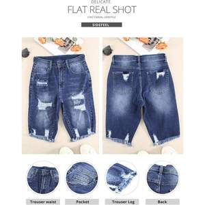 2025 pantalones vaqueros de verano para mujer Zimbaplatinum Jean Shorts botón decoración cintura alta Casual Sexy estilo Bermudas dobladillo crudo - Product Image 1