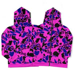 Sudadera con capucha unisex personalizada de camuflaje rosa con cremallera completa, corte holgado, chaqueta deportiva con capucha, sudadera informal estilo streetwear para parejas - Product Image 1