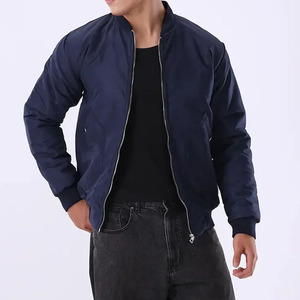 Blouson Bomber Bleu Marine pour Homme, Décontracté, à Fermeture Éclair, Col Montant, Coupe Droite, en Polyester, Vêtement d'Extérieur pour l'Automne - Product Image 5