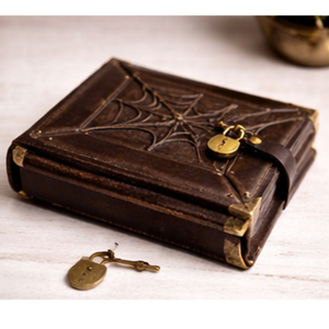 Diario de Tapa Dura de Cuero con Diseño de Telaraña en Relieve Hecho a Mano con Candado, Libro de Hechizos Gótico, Libro de Sombras Vintage, Regalo de Brujería Wicca - Product Image 4