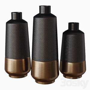 Ensemble de vases à fleurs modernes en aluminium avec finition antique et base ronde, faits à la main et écologiques, pour une décoration et une ambiance de luxe. - Product Image 5