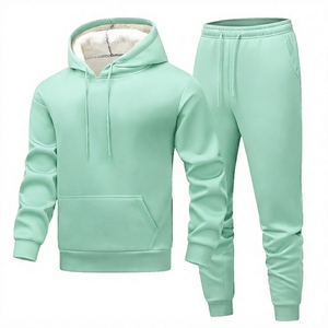 Custom Logo 450 Gsm 100% Cotton Men's Baggy Two Piece Sets Plain Cropped Heavy <b>Zip</b> <b>up</b> <b>Hoodie</b> & <b>Fleece</b> Sweatpants Tracksuit Set - Product Image 6
