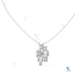 จี้เพชรทรงเอเมอรัลด์แบบคลัสเตอร์ สร้อยคอทองคำแท้ 14K 18K สำหรับผู้หญิง งานแต่งงาน ครบรอบ ของขวัญจากโรงงาน ขายส่ง B2B - Product Image 2