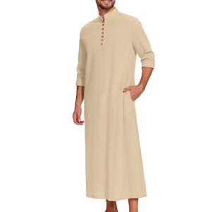 Vêtements traditionnels pakistanais et saoudiens pour hommes, thobes à col montant, style élégant, uni, collection Eid pour homme. - Product Image 6