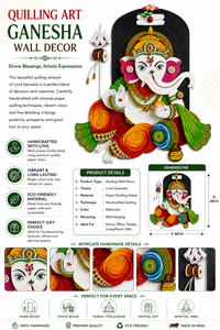 Handcrafted Ganesh Quilling Art with Custom Colors Intricate Details Spiritual Home Decor Charm Wedding & Gift Art <b>Paper</b> - Product Image 6