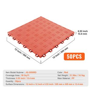 Confezione da 50 Piastrelle Incastrabili 12 X 12 X 0,53 Pollici per Pavimento del Garage, Antiscivolo con Texture su Entrambi i Lati, in PP per Miglioramento Pavimento Garage - Product Image 4