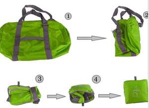 Lightweight Expandable <b>Nylon</b> Foldable Travel <b>Bag</b> Water Resistant Packable Gym Duffel <b>with</b> Luggage Strap Front <b>Zipper</b> Pocket <b>Tote</b> - Product Image 4