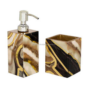 ชุดห้องน้ำเคลือบเรซิ่น ทาสีด้วยมือ กันน้ำ พร้อมที่ปั๊มสบู่ ที่วางแปรง ที่วางจาน ชุดของขวัญสุดหรูสำหรับบ้าน - Product Image 5