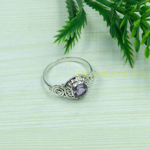 Anillo de Plata de Ley 925 con Amatista Morada Natural Tallada, Anillos de Compromiso y Boda para Mujer, Joyería de Regalo de Navidad para Ella - Product Image 3