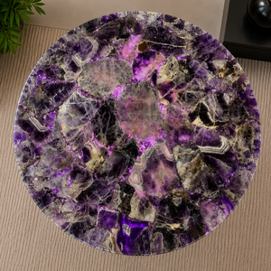 Amethyst Stone Modern Eco-Friendly Luxury Semi-Precious Gemstone Coffee Table <b>Top</b> Handmade Home Decor for Diwali Anniversary - Product Image 2