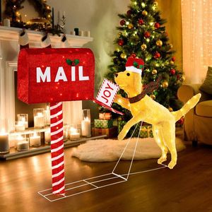 Cassetta Postale Natalizia da 3,5 Piedi con Cane Carino, 120 Luci LED Bianco Caldo, Decorazione Festiva da Esterno - Product Image 2
