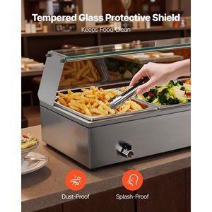 Scaldavivande Elettrico Commerciale in Acciaio Inox da 1500W con Coperchio in Vetro per Buffet e Attrezzature di Riscaldamento da Banco - Product Image 4