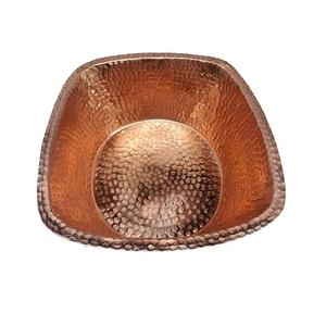 Cuenco de cobre auténtico para baño y hammam, cuencos cuadrados de cobre martillado para pies con acabado brillante. - Product Image 2