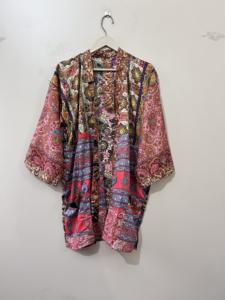 Kimono Corto de Verano, Bata de Dormir, Kimono Vintage de Seda Suave, Kimono para Dormir - Product Image 5