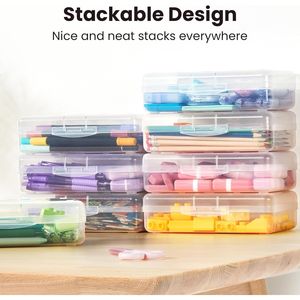 Set di 6 Contenitori in Plastica con Coperchi a Scatto, Grandi Scatole per Conservazione Artigianale, Contenitori per Hobby e Scuola, Scatole Colorate - Product Image 1