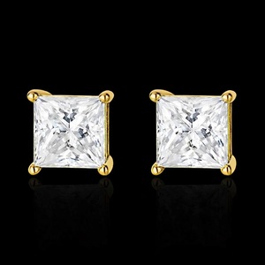 Boucles d'oreilles clous en argent sterling 925 plaqué or à quatre griffes, 20-80 points, 1-2 carats, Moissanite certifiée IGI, pour Anniversaire et Mariage - Product Image 6