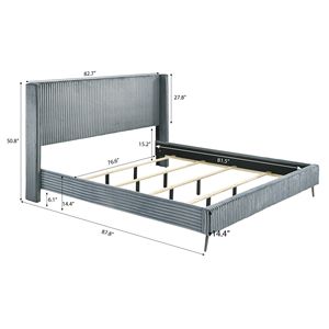 Cabecera Tapizada Mavela King Size Azul, Panel de Corduroy de Alta Calidad, Accesorio de Cama Premium - Product Image 5