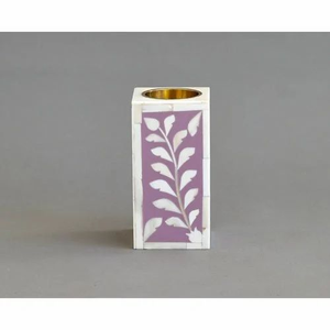 FAIZA CRAFT Lanternes à bougies carrées et rondes en bois avec incrustations de os, faites à la main, écologiques, porte-bougie de bureau, luxe - Product Image 5