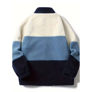 Chaqueta de Punto con Bloques de Color para Hombre, Corte Regular, Abrigo Casual de Invierno, Cuello Alto, Diseño de Parches, Ecológico - Product Image 4