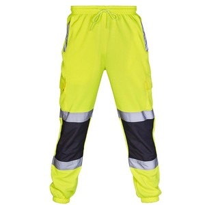 Pantalon de travail haute visibilité jaune, pantalon cargo de sécurité, vêtements de travail de construction, multi-poches, taille élastique, jogger - Product Image 6