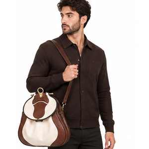 Custom Made Leather Falconry Bag Luggage Gold Hardware Brown And Cream Color Luxury Design Durable Outdoor Use Falconry Bag - Product Image 3
