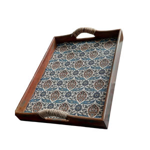 Bandeja de madera marroquí marrón cuadrada, bandeja decorativa para café, diseño oriental, bandeja de madera de mango tallada a mano para decoración de cocina - Product Image 2