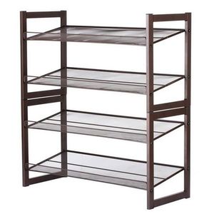 4-Tier Iron Oblique Plane Shoe Rack with Chromeplate Finish - Product Image 1