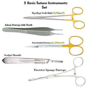 Ensemble de sutures manuelles en acier inoxydable de qualité supérieure A-1 VERITAS, 5 instruments de base, certifié CE classe II, pour usage en faculté de médecine - Product Image 3