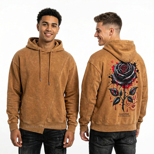 Sweat à capuche homme streetwear urbain 500 GSM ultra lourd, pull personnalisé avec impression et broderie, coupe oversize et carrée - Product Image 1