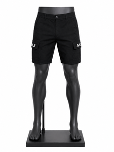 Shorts cargo noirs pour hommes, en mélange de coton personnalisé, multi-poches, vêtements de travail utilitaires, shorts décontractés d'extérieur, fournisseur de vêtements en gros OEM - Product Image 1