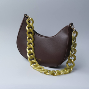 Bolso de Lujo Brillante con Efecto Mármol y Perla para Mujer, con Asa de Resina Gruesa y Correa Cruzada, con Accesorio de Cadena Único - Product Image 5