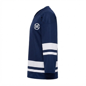 Maillot de football personnalisé à rayures bleues et blanches, antibactérien, sublimé, uniforme sportif imprimé par transfert thermique - Product Image 2
