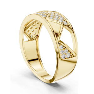 Geometric Diamond <b>Cocktail</b> <b>Ring</b> In Yellow <b>Gold</b> Pave Setting Luxury Unisex Engagement <b>Ring</b> - Product Image 2