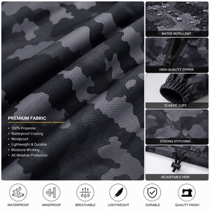 Veste de pluie longue à capuche imperméable camouflage personnalisée, coupe-vent, respirante, légère, pour la randonnée, la pêche, le travail - Product Image 5