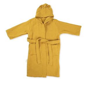 Bata con Capucha de Algodón Tipo Waffle en Amarillo Mostaza para Hombre, Informal, de Manga Larga, Suave, Transpirable, para Todas las Temporadas - Product Image 2